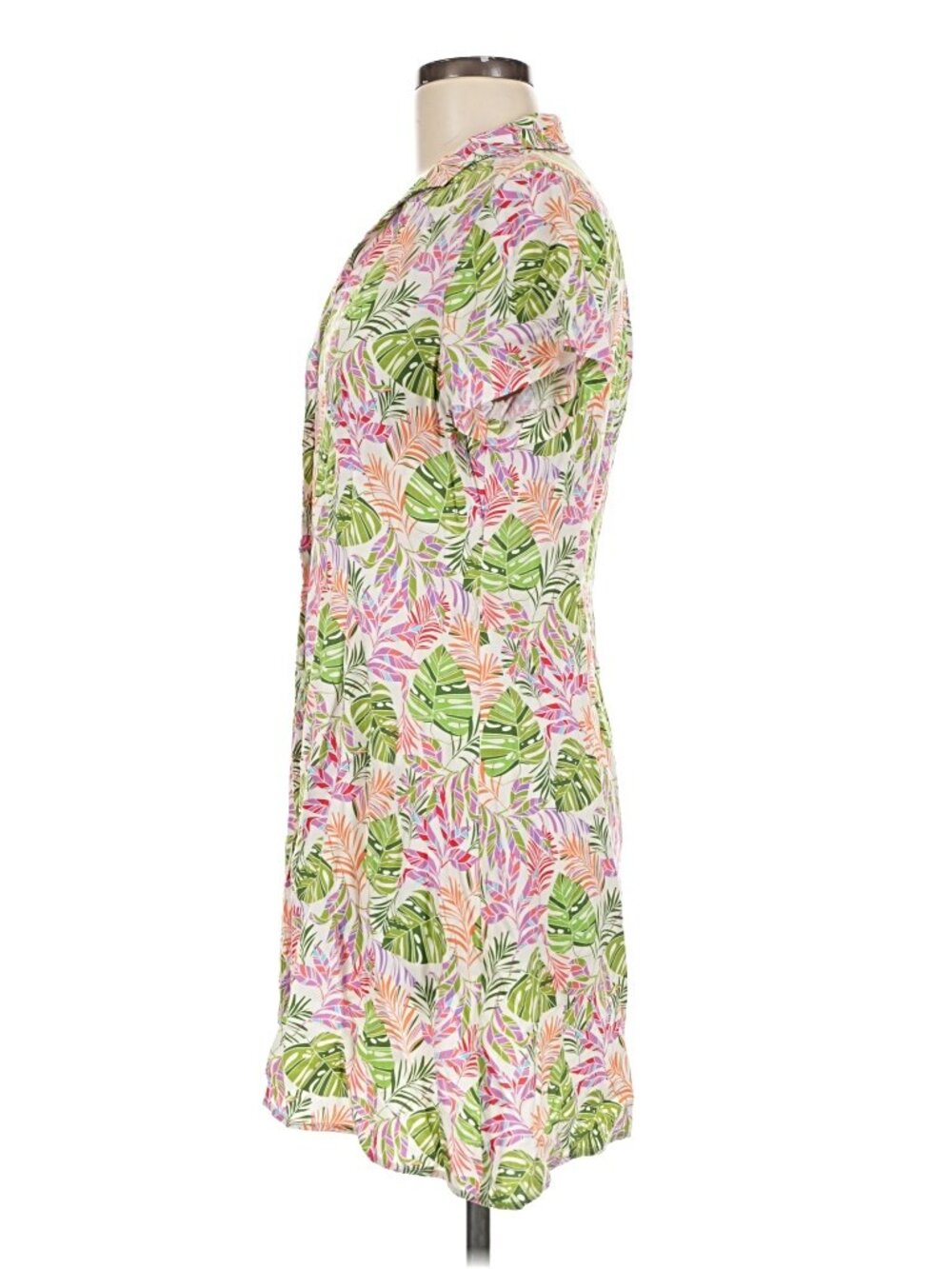 UNTUCKit Tropical Palm Leaf Button Front Shirt Dress Size 6 - Picture 5 of 7